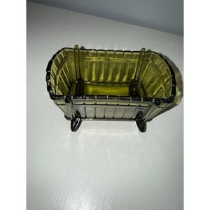 Vintage Indiana Glass Baby Cradle Green Candy/Snacks Dish/Planter/Baby Shower